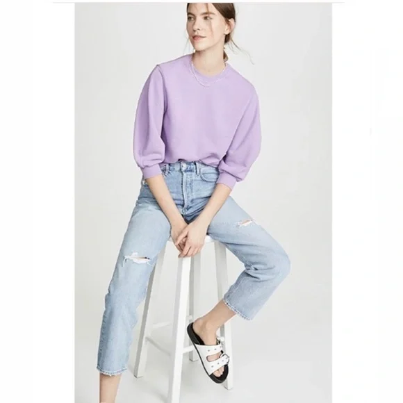 AGOLDE Thora 3/4 Sleeve Sweatshirt in Lunar - Picture 1 of 15